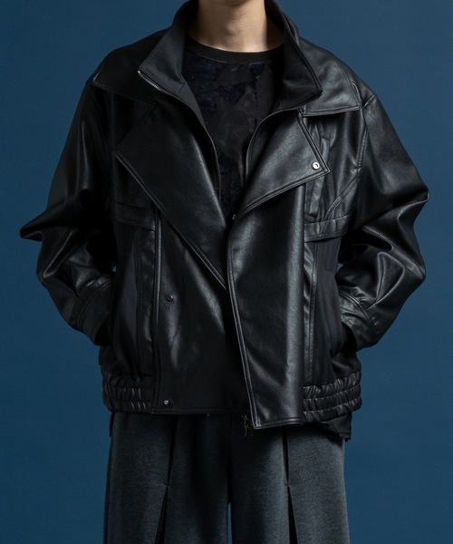 CASPER JOHN（キャスパージョン）の「Layered blouson / レイヤードブルゾン（ライダースジャケット・メンズ・ブラック/ブラック系その他・LARGE/MEDIUM/SMALL/X-SMALL）」の4枚目の写真