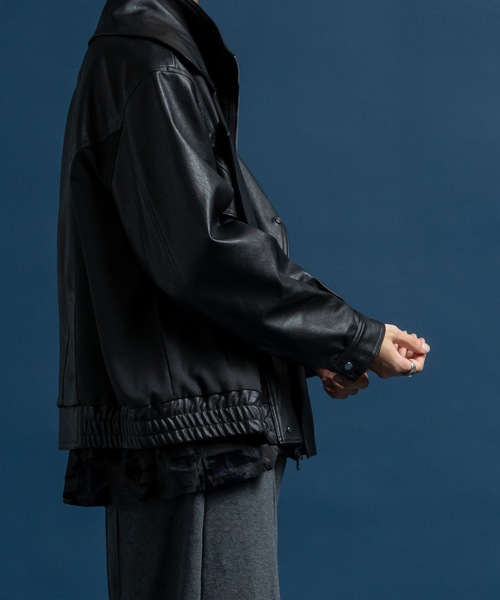 CASPER JOHN（キャスパージョン）の「Layered blouson / レイヤードブルゾン（ライダースジャケット・メンズ・ブラック/ブラック系その他・LARGE/MEDIUM/SMALL/X-SMALL）」の6枚目の写真