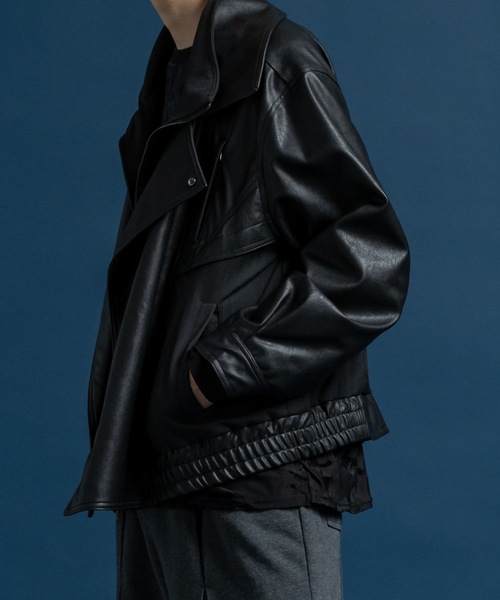 CASPER JOHN（キャスパージョン）の「Layered blouson / レイヤードブルゾン（ライダースジャケット・メンズ・ブラック/ブラック系その他・LARGE/MEDIUM/SMALL/X-SMALL）」の8枚目の写真