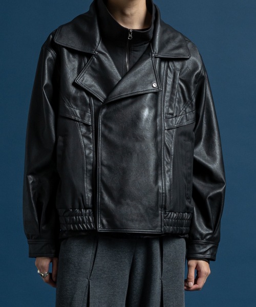 CASPER JOHN（キャスパージョン）の「Layered blouson / レイヤードブルゾン（ライダースジャケット・メンズ・ブラック/ブラック系その他・LARGE/MEDIUM/SMALL/X-SMALL）」の9枚目の写真
