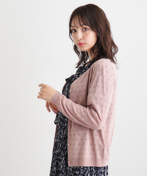 LAURA ASHLEY(ローラアシュレイ)の「【人気デザイン!アイレット入り】カーディガン(カーディガン/ボレロ・レディース・チャコールグレー/ライトグレー系9/ピンク系・38/40)」の3枚目の写真