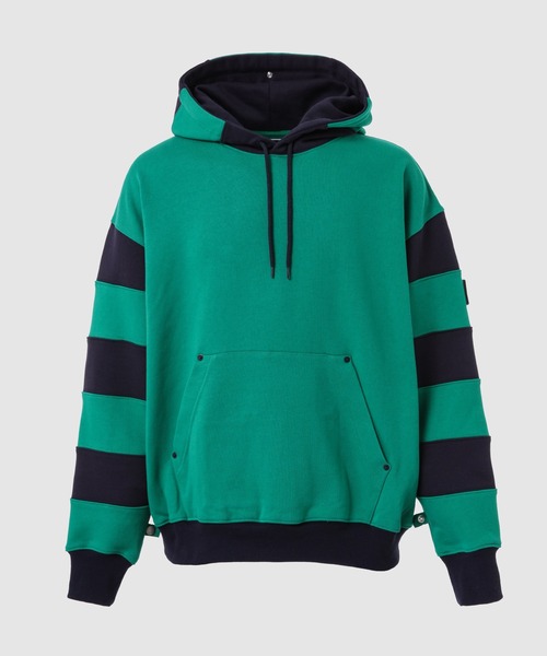 PHINGERIN(フィンガリン)の「BORDER PATCH HOODIE(パーカー・メンズ・グリーン系その他/ブラック系その他・LARGE)」の1枚目の写真