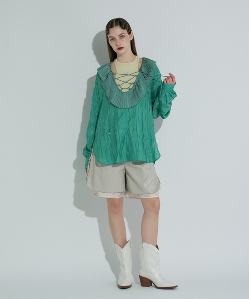 anna sui nyc(アナ スイ エヌ ワイ シー)の「レザーハーフパンツ(その他パンツ・レディース・ブラック/ホワイト・FREE)」の9枚目の写真