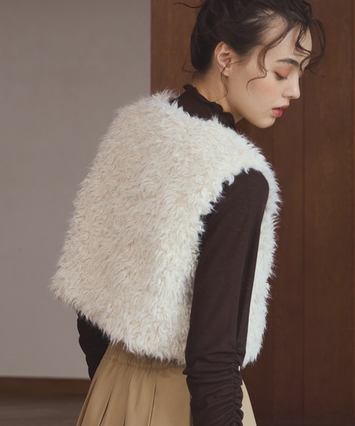 Short ribbon fur vest/ショートリボンファーベスト（ベスト