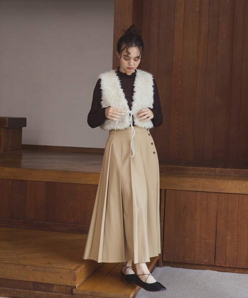 【新品未使用】OLUN ショートリボンファーベスト Short ribbon fur vest/ショートリボンファーベスト（ベスト