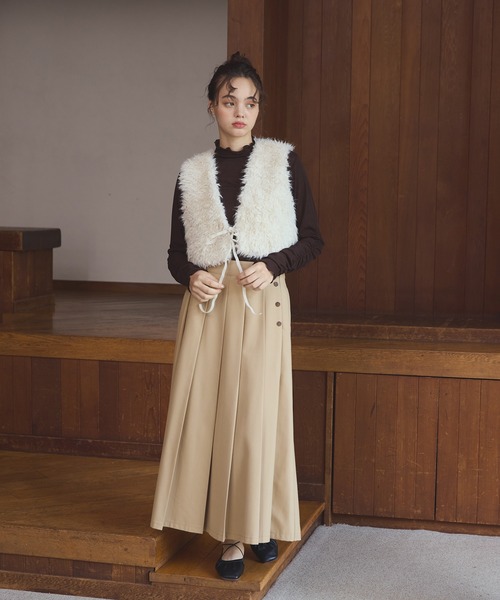 OLUN ショートリボンファーベスト Short ribbon fur vest/ショートリボンファーベスト（ベスト