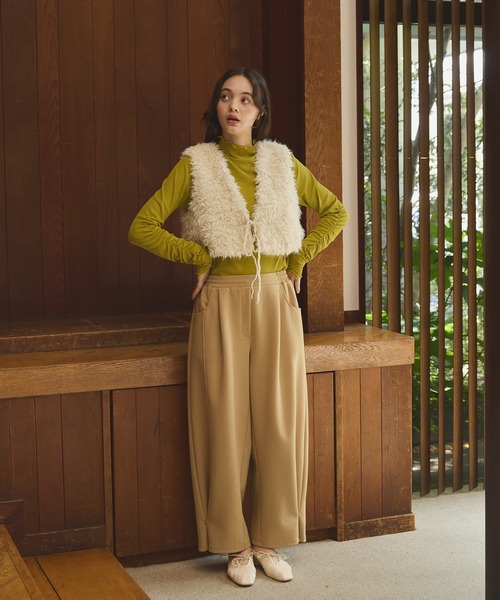 Short ribbon fur vest/ショートリボンファーベスト（ベスト