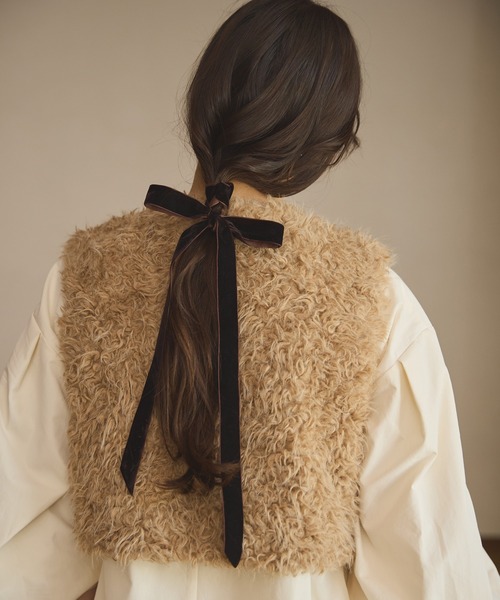Short ribbon fur vest/ショートリボンファーベスト（ベスト