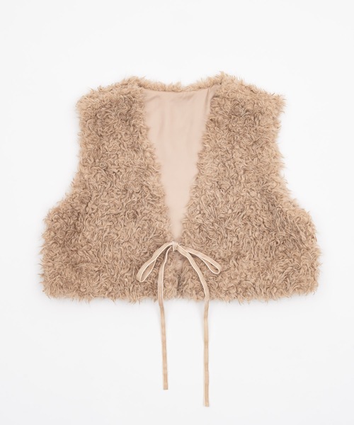 Short ribbon fur vest/ショートリボンファーベスト（ベスト