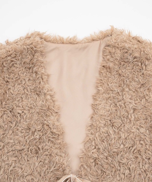 Short ribbon fur vest/ショートリボンファーベスト（ベスト