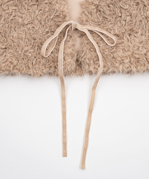 Short ribbon fur vest/ショートリボンファーベスト（ベスト）｜OLUN