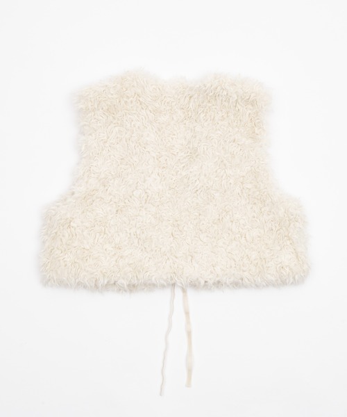 【新品未使用】OLUN ショートリボンファーベスト Short ribbon fur vest/ショートリボンファーベスト（ベスト