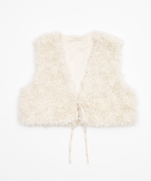 OLUN ショートリボンファーベスト Short ribbon fur vest/ショートリボンファーベスト（ベスト