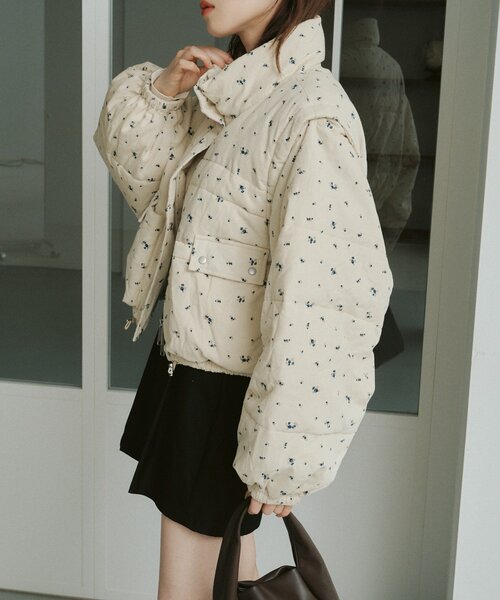 Kastane（カスタネ）の「【袖取り外し可】コーデュロイ中綿ショート