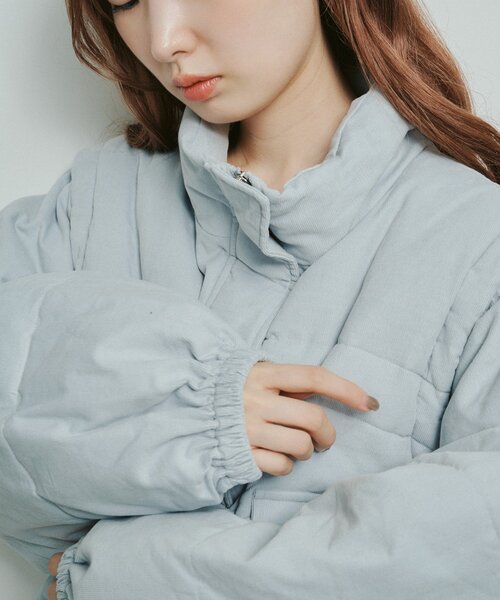 セール】【袖取り外し可】コーデュロイ中綿ショートジャケット（ダウン