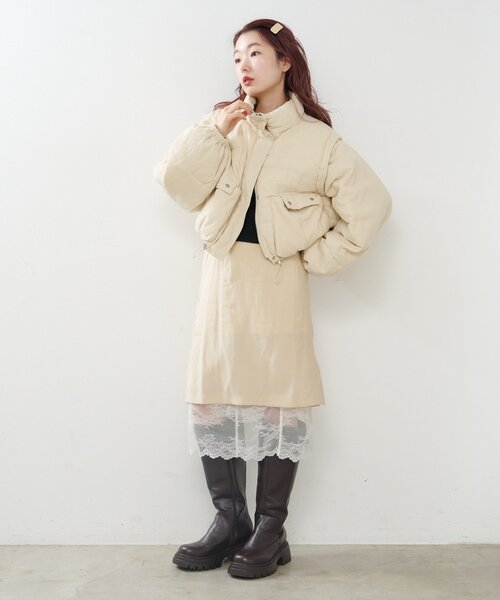 Kastane（カスタネ）の「【袖取り外し可】コーデュロイ中綿ショート