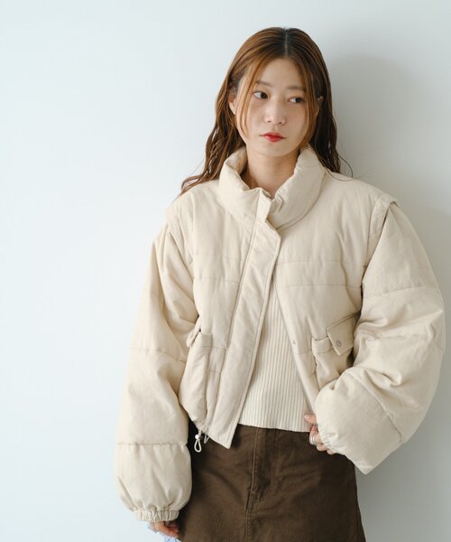 【新品未使用】kastane コーデュロイ中綿ショートジャケット セール】【袖取り外し可】コーデュロイ中綿ショートジャケット（ダウン