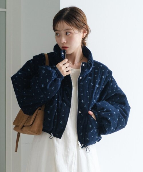 WEB先行/4色展開/袖取り外し可】コーデュロイ中綿ショートジャケット