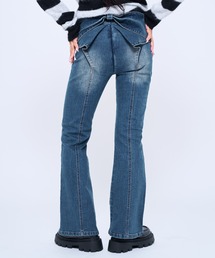 Poly Jam（ポリージャム）の「Ribbon linestone denim / リボンラインストーンデニム（デニムパンツ）」