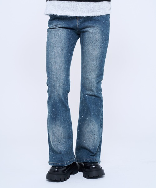 Ribbon linestone denim / リボンラインストーンデニム（デニムパンツ