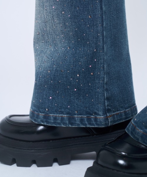 Ribbon linestone denim / リボンラインストーンデニム（デニムパンツ