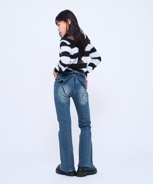 Ribbon linestone denim / リボンラインストーンデニム（デニムパンツ