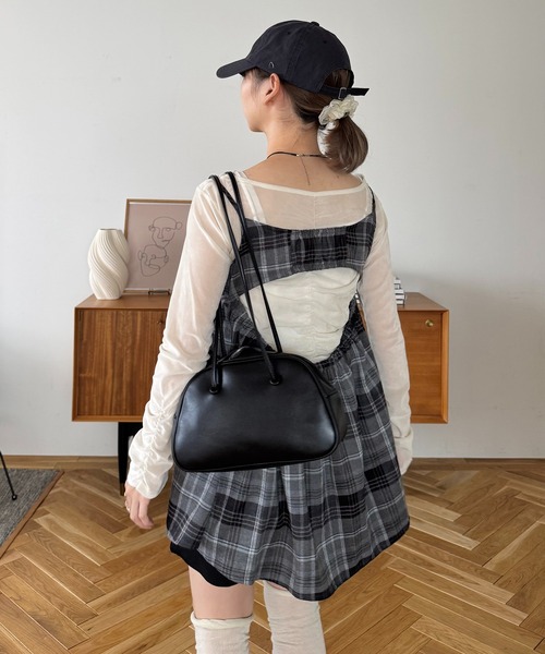 INTER FACTORY(インターファクトリー)の「ちょこび - チェックキャミチュニック made in INTER FACTORY(チュニック・レディース・ベージュ/グレー・FREE)」の18枚目の写真