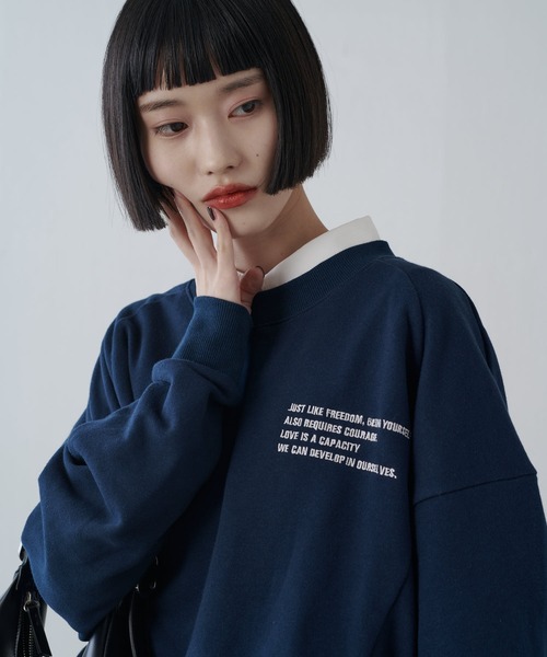 Lui's(ルイス)の「【MAY企画/ユニセックス】ワンポイントロゴ刺繍クルーネックスウェット(スウェット・レディース・グレー/ブラック/レッド/ネイビー・S/M)」の16枚目の写真