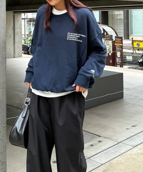 MAY企画/ユニセックス】ワンポイントロゴ刺繍クルーネックスウェット