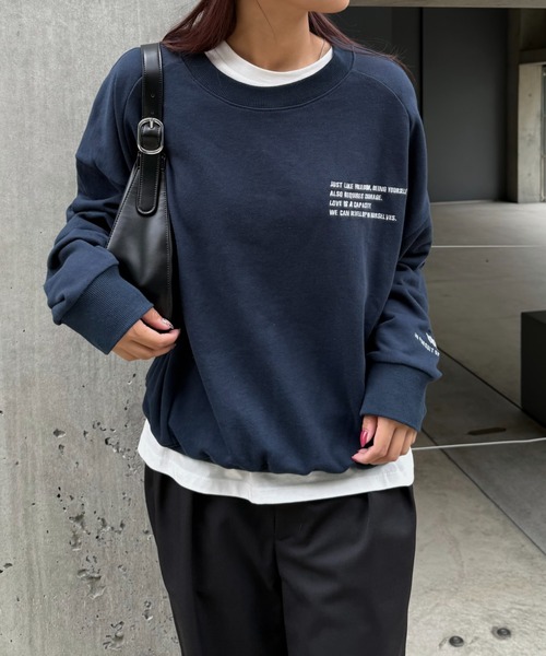 セール】【MAY企画/ユニセックス】ワンポイントロゴ刺繍クルーネック