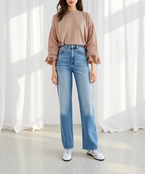 cammie(キャミー)の「レースボリュームスリーブトップス(シャツ/ブラウス・レディース・ブラック/ホワイト/ピンク・F)」の5枚目の写真