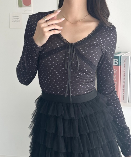 wears（ウェアーズ）の「リボン付きレースカットソー（Tシャツ/カットソー・レディース・ブラック系その他/ブラック/グレー系その他/ピンク/ホワイト/ホワイト系その他・FREE）」の5枚目の写真