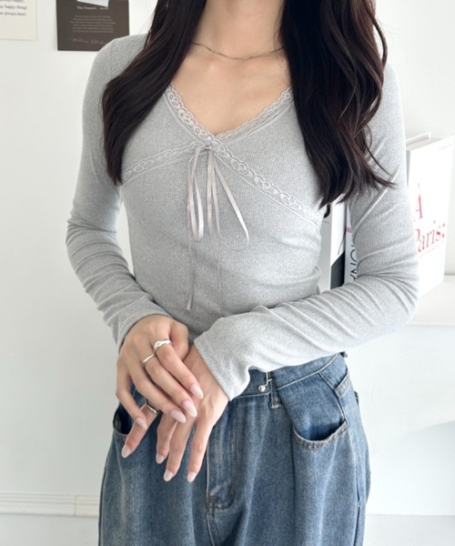wears（ウェアーズ）の「リボン付きレースカットソー（Tシャツ/カットソー・レディース・ブラック系その他/ブラック/グレー系その他/ピンク/ホワイト/ホワイト系その他・FREE）」の12枚目の写真