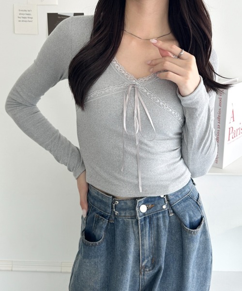 wears（ウェアーズ）の「リボン付きレースカットソー（Tシャツ/カットソー・レディース・ブラック系その他/ブラック/グレー系その他/ピンク/ホワイト/ホワイト系その他・FREE）」の13枚目の写真