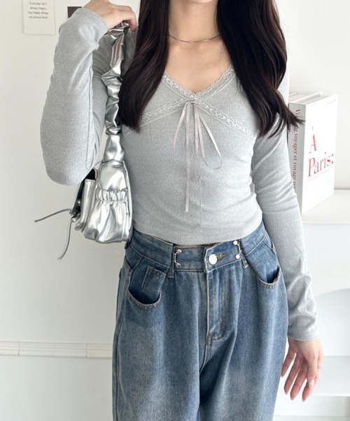 wears（ウェアーズ）の「リボン付きレースカットソー（Tシャツ/カットソー・レディース・ブラック系その他/ブラック/グレー系その他/ピンク/ホワイト/ホワイト系その他・FREE）」の14枚目の写真