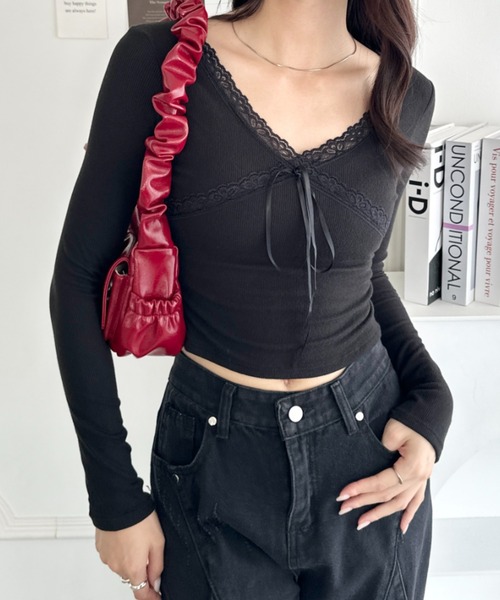 wears（ウェアーズ）の「リボン付きレースカットソー（Tシャツ/カットソー・レディース・ブラック系その他/ブラック/グレー系その他/ピンク/ホワイト/ホワイト系その他・FREE）」の10枚目の写真