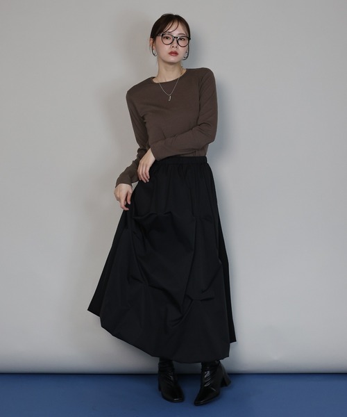 J by blue(ジェイバイブルー)の「《新色追加》クルーネックTシャツ(Tシャツ/カットソー・レディース・ブラック/ブラウン/アイボリー/グレー/ブルー/グリーン・MEDIUM)」の11枚目の写真