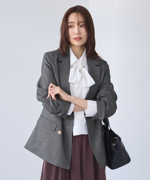 ROPE' PICNIC(ロペピクニック)の「【WEB限定】レディハンサムシリーズ ウールライク金ボタンミドル丈ジャケット(総裏地)(テーラードジャケット・レディース・ブラック系その他/グレー/ライトグレー/ベージュ系その他2/ネイビー・M/L)」の1枚目の写真