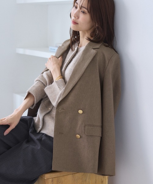 ROPE' PICNIC(ロペピクニック)の「【WEB限定】レディハンサムシリーズ ウールライク金ボタンミドル丈ジャケット(総裏地)(テーラードジャケット・レディース・ブラック系その他/グレー/ライトグレー/ベージュ系その他2/ネイビー・M/L)」の4枚目の写真
