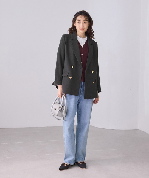 ROPE' PICNIC(ロペピクニック)の「【WEB限定】レディハンサムシリーズ ウールライク金ボタンミドル丈ジャケット(総裏地)(テーラードジャケット・レディース・ブラック系その他/グレー/ライトグレー/ベージュ系その他2/ネイビー・M/L)」の6枚目の写真