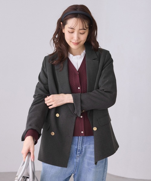 WEB限定】レディハンサムシリーズ ウールライク金ボタンミドル丈