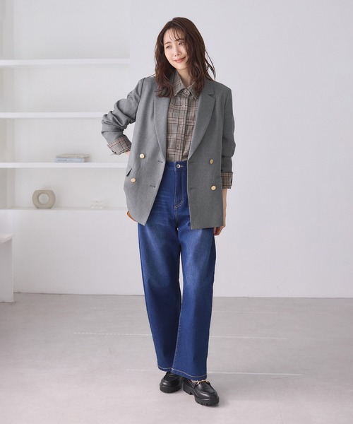 WEB限定】レディハンサムシリーズ ウールライク金ボタンミドル丈