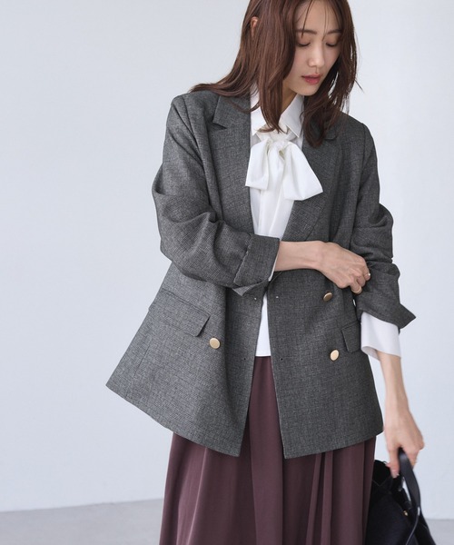 ROPE' PICNIC(ロペピクニック)の「【WEB限定】レディハンサムシリーズ ウールライク金ボタンミドル丈ジャケット(総裏地)(テーラードジャケット・レディース・ブラック系その他/グレー/ライトグレー/ベージュ系その他2/ネイビー・M/L)」の19枚目の写真