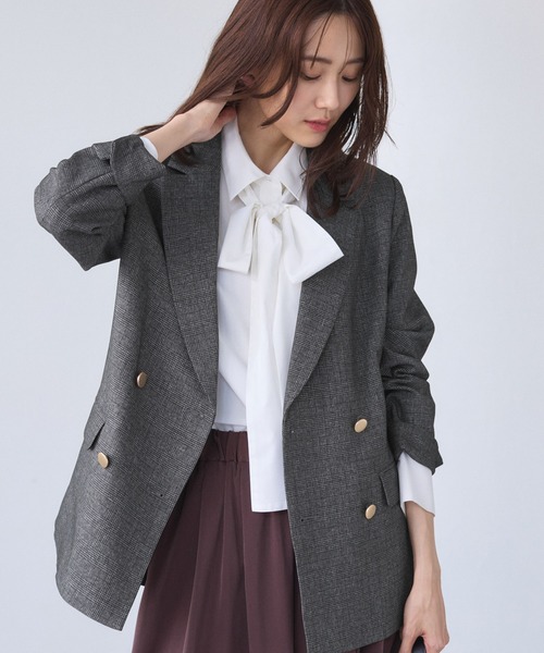 ROPE' PICNIC(ロペピクニック)の「【WEB限定】レディハンサムシリーズ ウールライク金ボタンミドル丈ジャケット(総裏地)(テーラードジャケット・レディース・ブラック系その他/グレー/ライトグレー/ベージュ系その他2/ネイビー・M/L)」の20枚目の写真