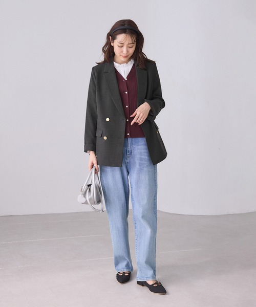 ROPE' PICNIC(ロペピクニック)の「【WEB限定】レディハンサムシリーズ ウールライク金ボタンミドル丈ジャケット(総裏地)(テーラードジャケット・レディース・ブラック系その他/グレー/ライトグレー/ベージュ系その他2/ネイビー・M/L)」の7枚目の写真