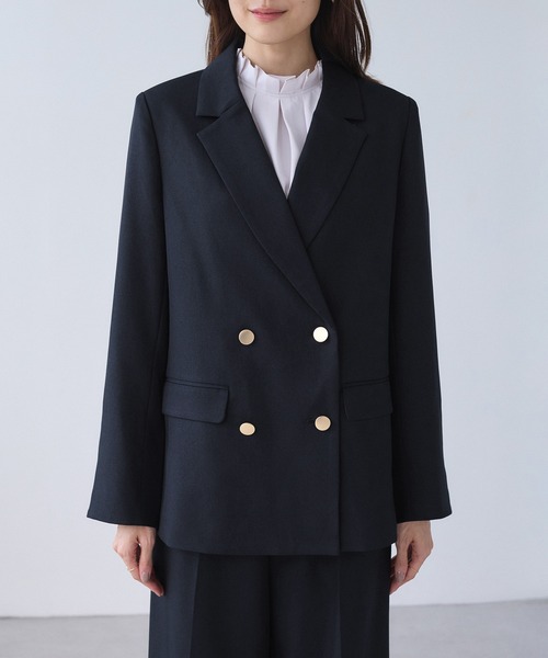 WEB限定】レディハンサムシリーズ ウールライク金ボタンミドル丈