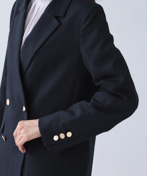 WEB限定】レディハンサムシリーズ ウールライク金ボタンミドル丈