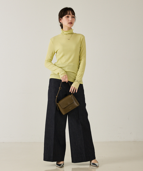 qualite（カリテ）の「シルクMIXテレコプルオーバー/秋服/冬服/タートルネック（ニット/セーター・レディース・オフホワイト/チャコールグレー/ライム・フリー）」の12枚目の写真