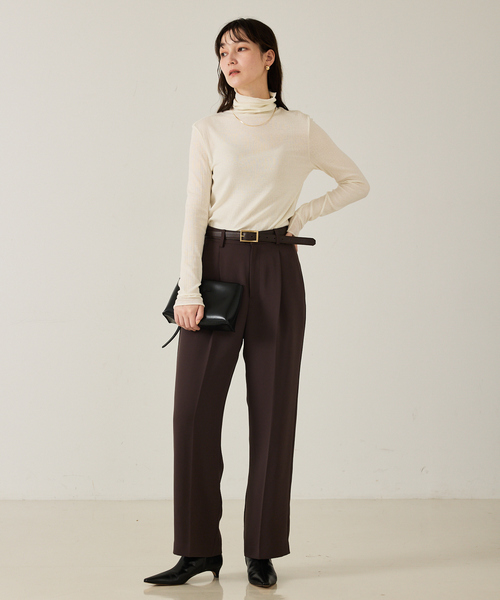 qualite（カリテ）の「シルクMIXテレコプルオーバー/秋服/冬服/タートルネック（ニット/セーター・レディース・オフホワイト/チャコールグレー/ライム・フリー）」の21枚目の写真