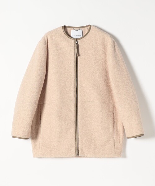 quaranciel(カランシエル)の「quaranciel: ノーカラー パイピング ジップ コート(ノーカラーコート・レディース・ベージュ/ブラック・ONE SIZE)」の14枚目の写真